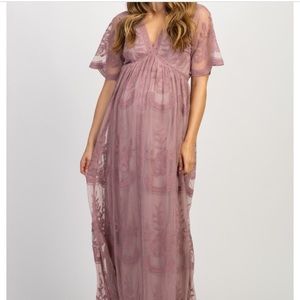 Pink Blush Maternity Mauve Lace Dress